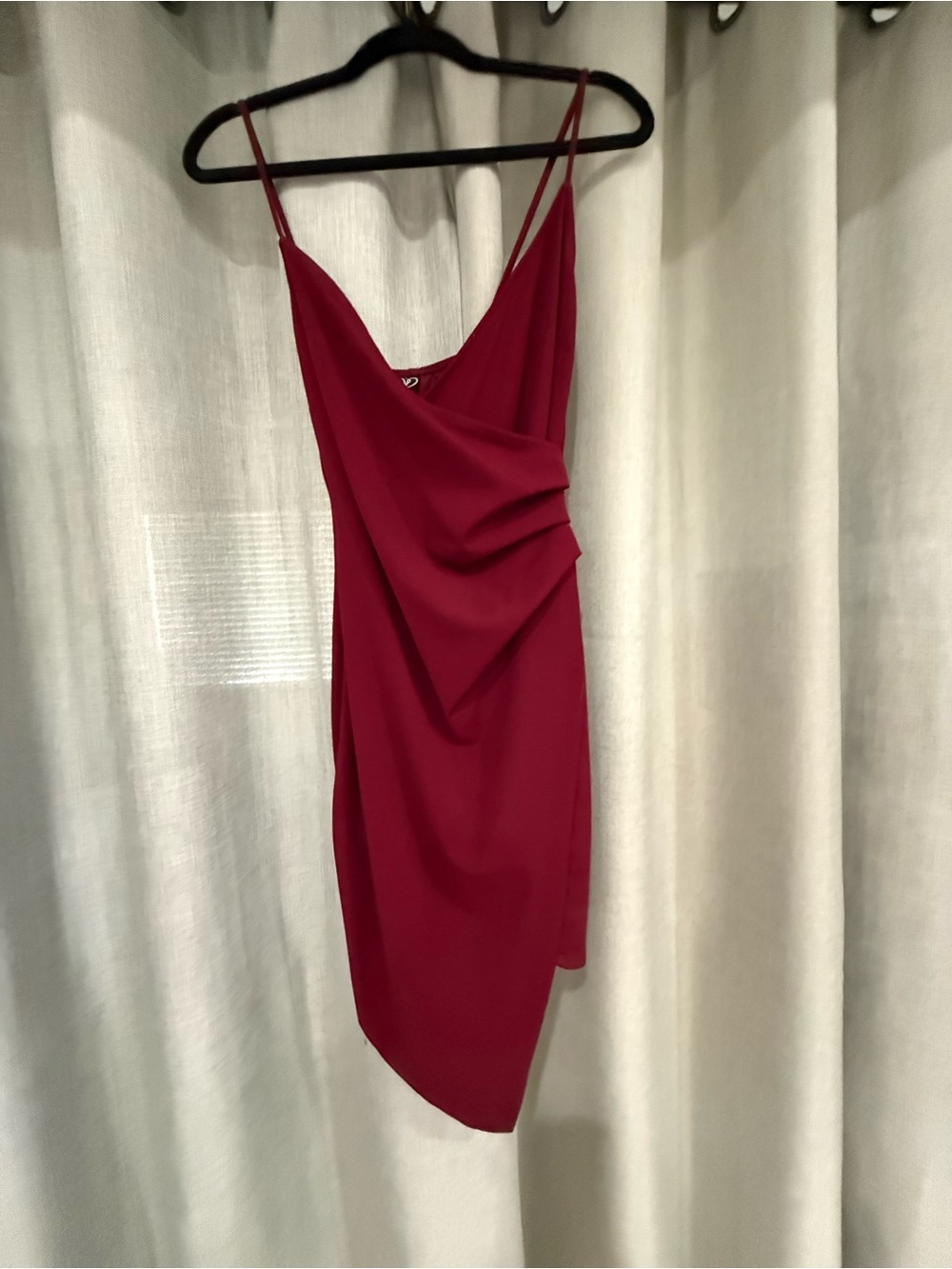 Windsor Wine-Red Asymmetrical Draped Slip Dress